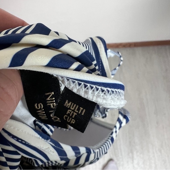 Niptuck swim swimsuit navy white stripe tummy control swimsuit size 8 - Picture 11 of 13